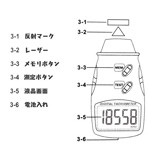  タコメータ回転計 液晶付き デジタル非接触型RPM 回転速度測定計測機器 プロペラ モーター回転数などの測定に SNS-2234_画像7