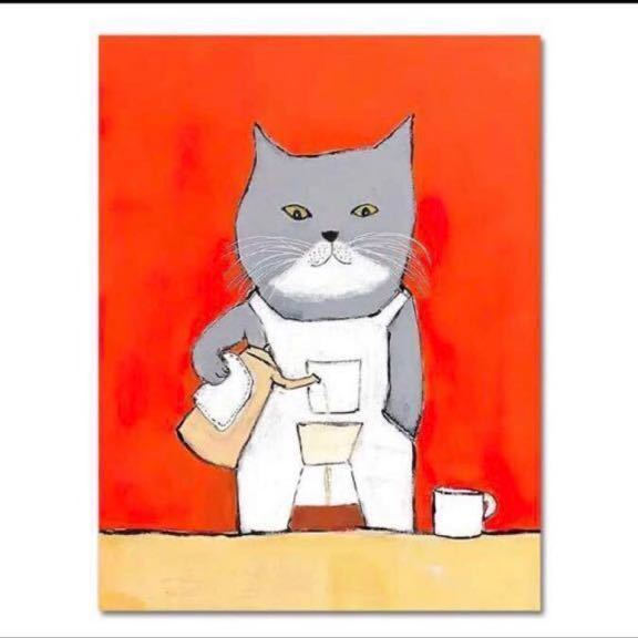 カフェ猫　ネコ好き　アートポスター　インテリア雑貨　小物　リビング　玄関　トイレ　レトロ　おもしろ　ディスプレイ_画像1