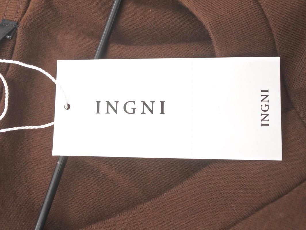  new goods INGNI wing V neck pocket cut and sewn sizeM/ tea *# * eab6 lady's 