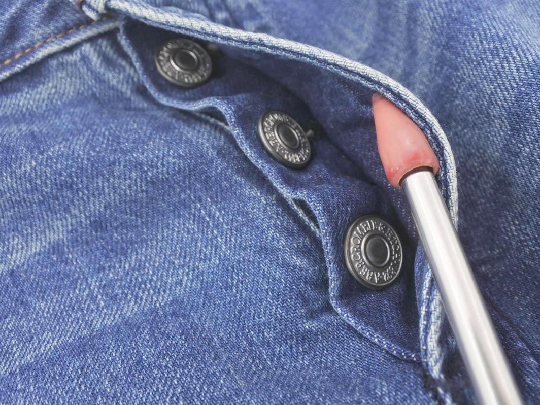  Abercrombie & Fitch авария обработка кнопка fly конический Denim брюки size31/ синий ## * eab7 мужской 