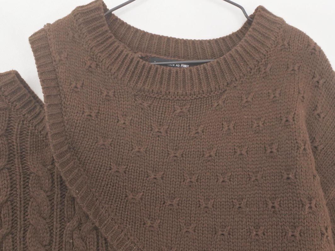 AS KNOW ASaznouaz cut shoulder knitted sweater tea *# * eab9 lady's 