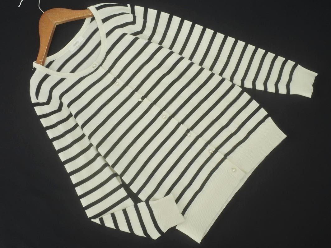 ROPE Rope border cardigan sizeM/ white x black *# * eab9 lady's 