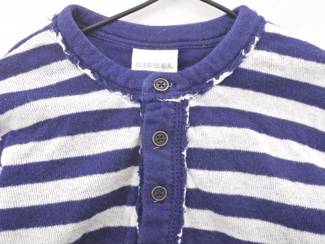  cat pohs OK DIESEL diesel Henley neckline border cut and sewn size24M(90-95cm)/ navy blue x white *# * eac2 child clothes 