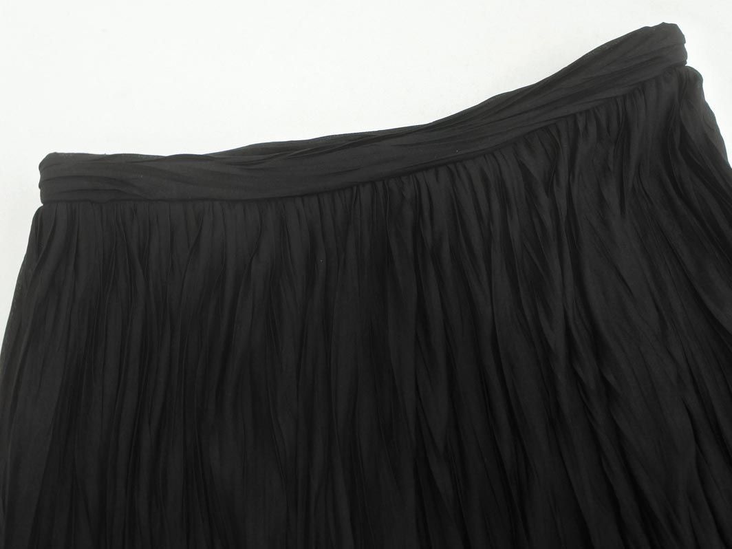 ネコポスOK MARELLA マレーラ ギャザー プリーツ Aライン 台形 スカート size40/黒 ■■ ☆ eac3 レディース_画像3