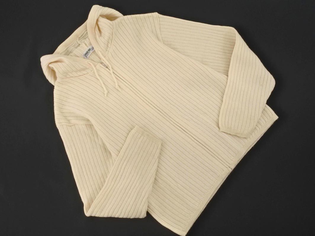 PAGEBOY Pageboy wool 100% knitted Zip up Parker sizeM/ ivory *# * eac4 lady's 