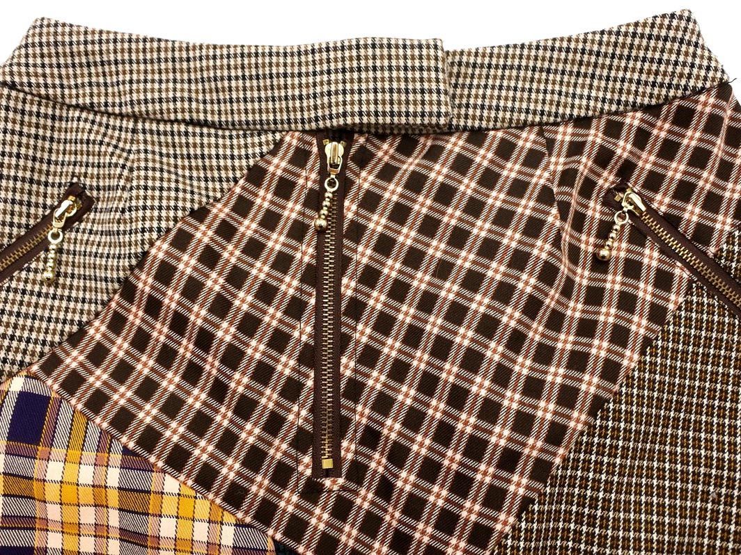 REDYAZEL レディアゼル チェック 切替 ミニ スカート パンツ sizeS/茶ｘ黄ｘ緑 ■■ ☆ eac5 レディースの画像3