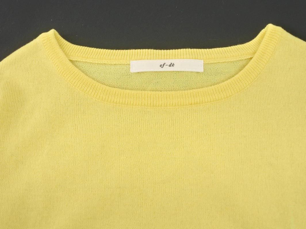 ef-de ef-de wool .U neck knitted sweater size9/ yellow *# * eac5 lady's 