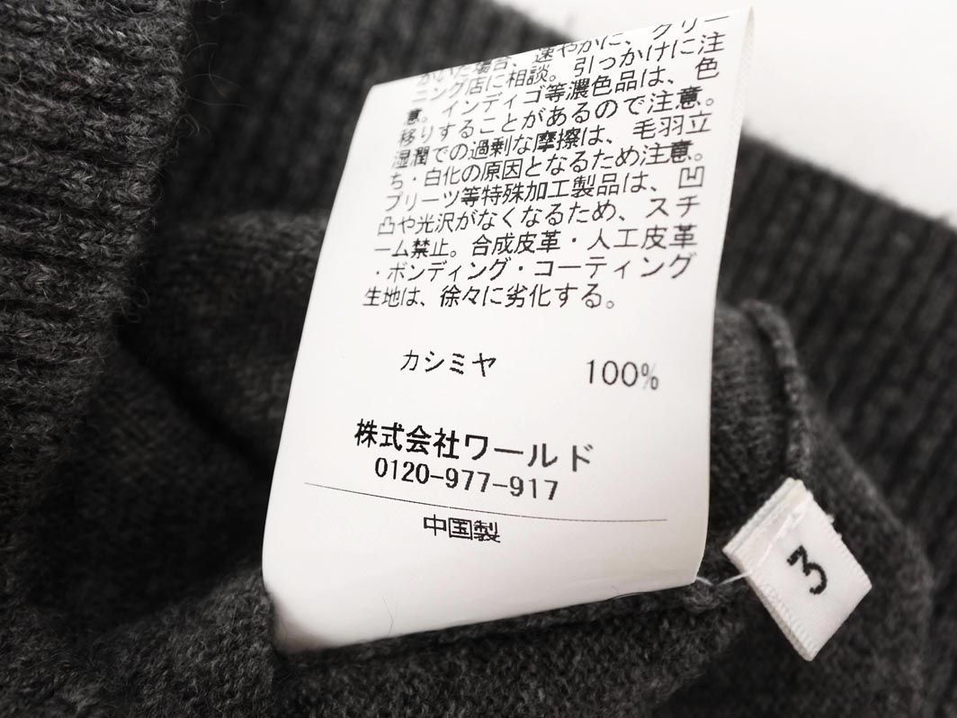 TAKEO KIKUCHI タケオキクチ カシミヤ100% クルーネック ニット セーター size3/グレー ◇■ ☆ eac9 レディース_画像5