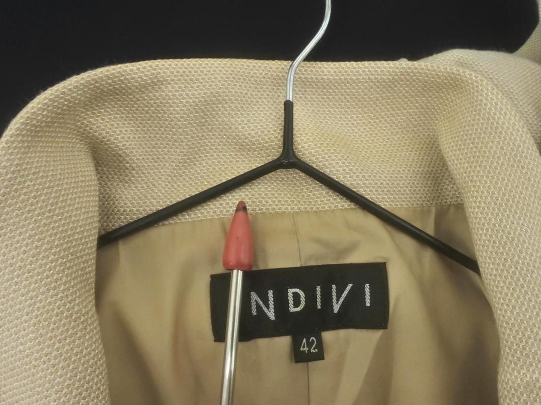 INDIVI Indivi lame tweed setup jacket skirt suit size42/ beige *# * ead0 lady's 