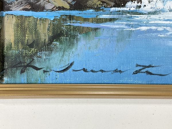 真作□油彩□岩田宏明□面河渓清流□美しい逸品□額付絵画 1c 真作□油彩□岩田宏明□面河渓清流□美しい逸品□額付絵画 1c
