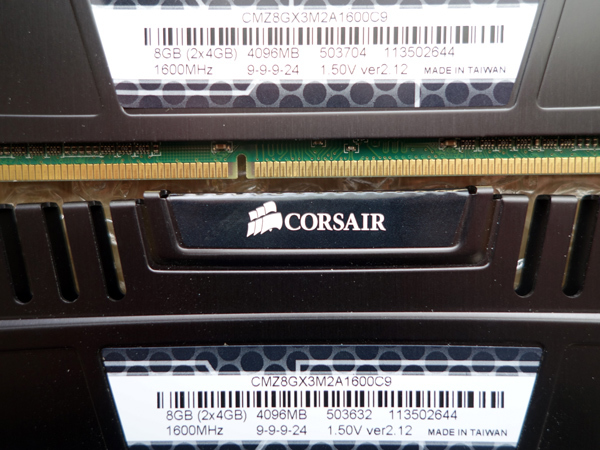 ★ CORSAIR DDR3 PC3-12800 CMZ8GX3M2A1600C9 8GB (4GBx2枚組) DIMM ★_画像3