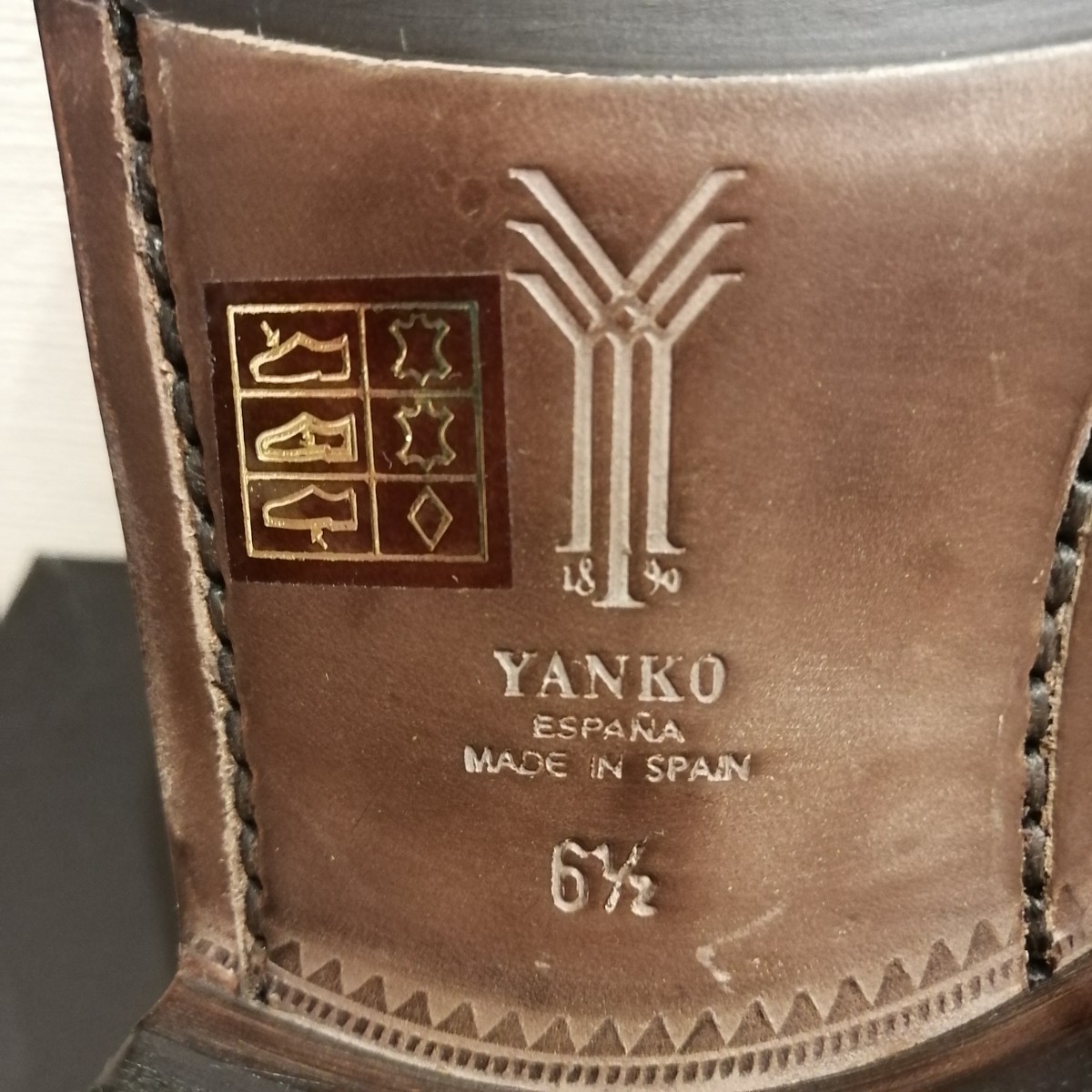 直販最安値 試着のみ　YANKO ヤンコ ブラウン 14644 革靴 ストレートチップ 茶 内羽根 UK6.5 25〜25.5cm ビジネスシューズ スペイン ヨークソール