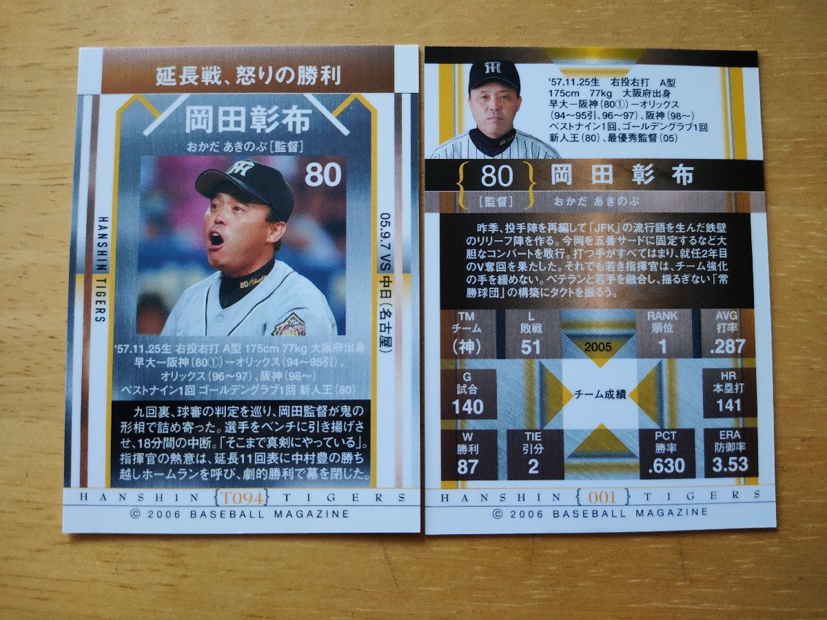 岡田彰布 BBM2006 2枚セット 阪神タイガース_画像2