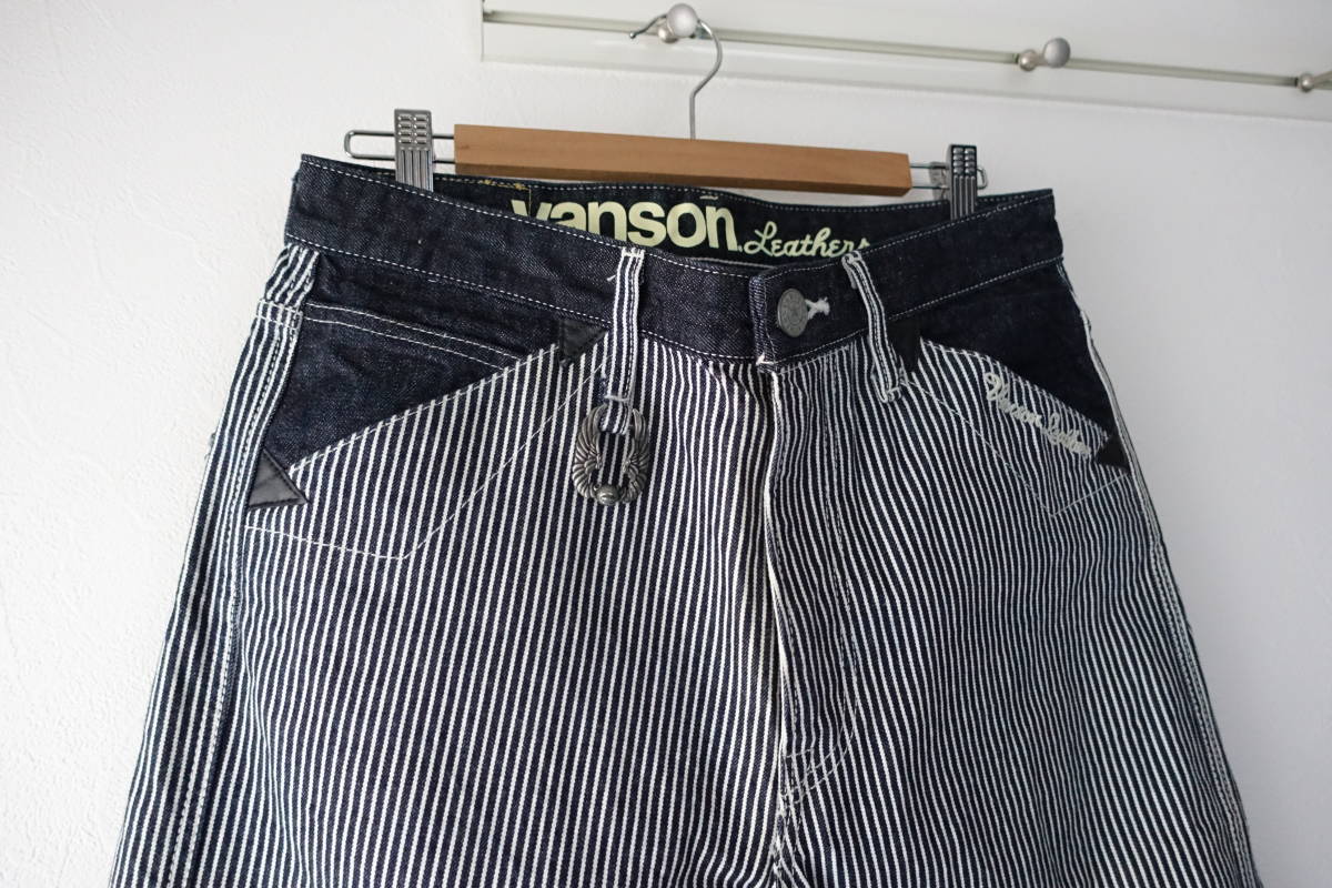 VANSON バンソン パンツ ジーンズ ヒッコリー ストライプ 日本製 32サイズの画像1