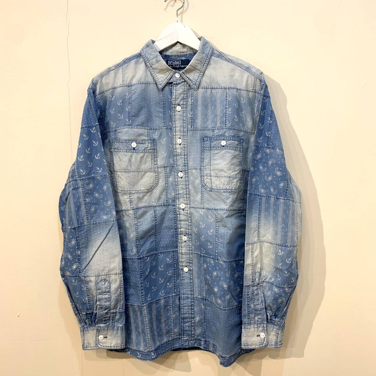 POLO RALPH LAUREN indigo patchwork shirts ポロ ラルフ POLO RALPH LAUREN indigo patchwork shirts ポロ ラルフ