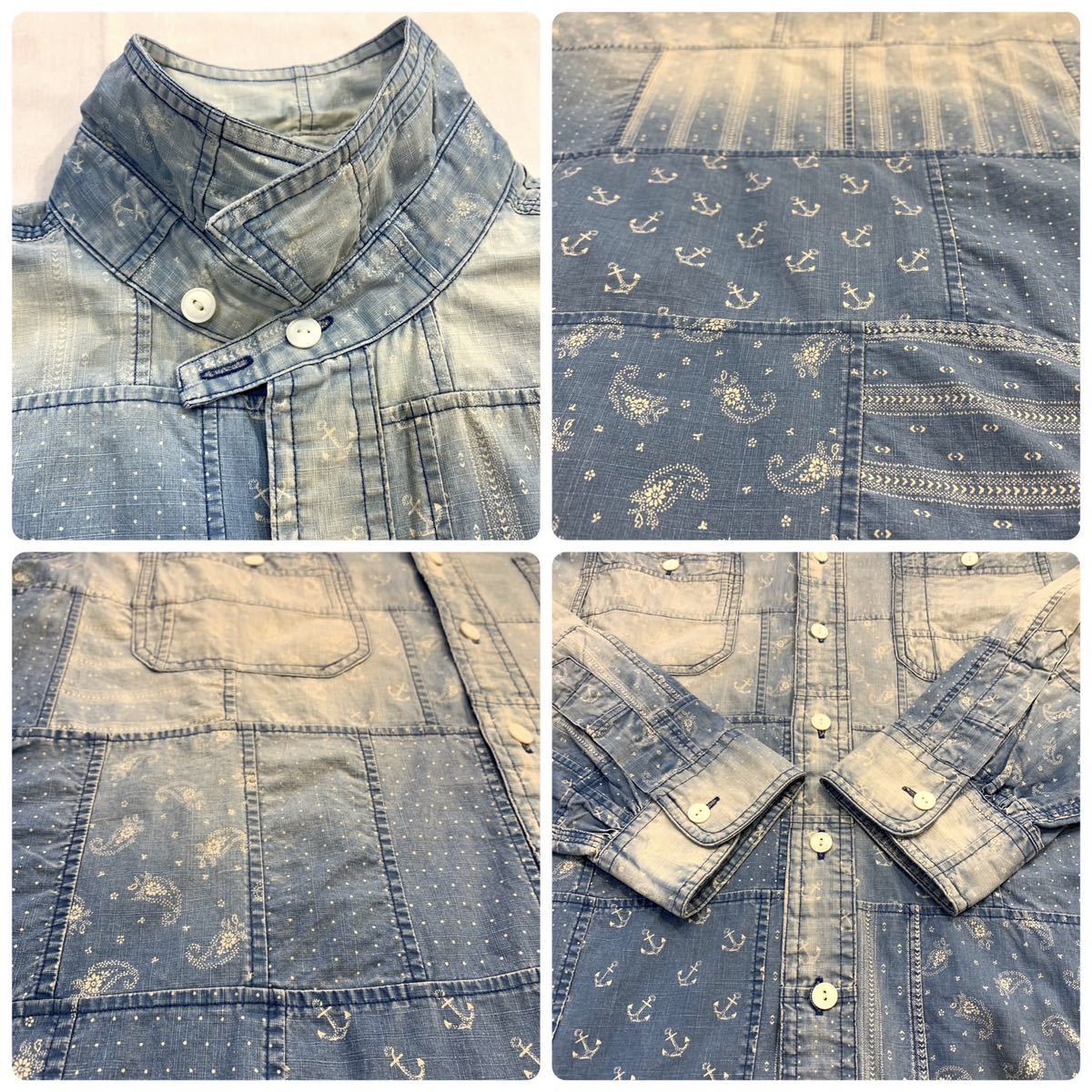 POLO RALPH LAUREN indigo patchwork shirts ポロ ラルフ POLO RALPH LAUREN indigo patchwork shirts ポロ ラルフ