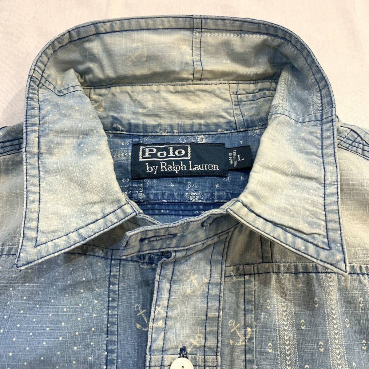 POLO RALPH LAUREN indigo patchwork shirts ポロ ラルフ POLO RALPH LAUREN indigo patchwork shirts ポロ ラルフ