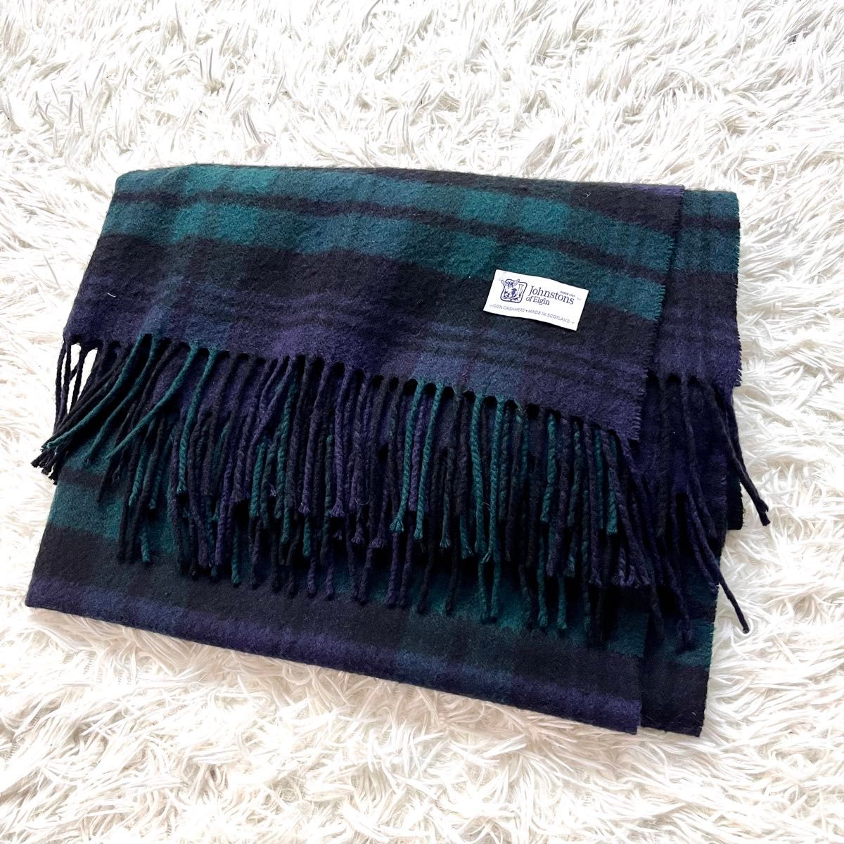 希少カラーJohnstons ジョンストンズ カシミヤ 100% 大判ストール ブラックウォッチ 希少カラーJohnstons ジョンストンズ カシミヤ 100% 大判ストール ブラックウォッチ
