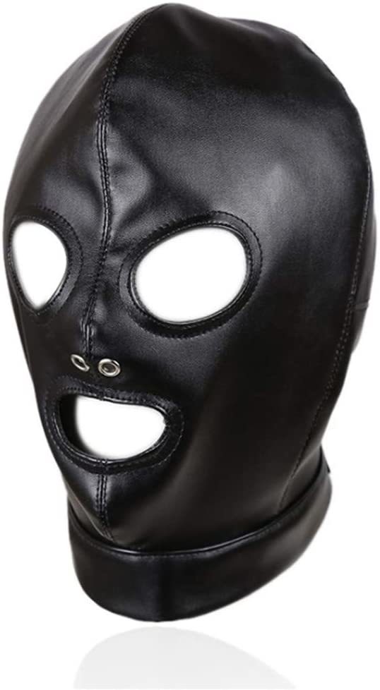 全頭マスク レザーマスク ブラック 編み上げタイプ ボンデージ SM 拘束 コスプレ マスクの画像3