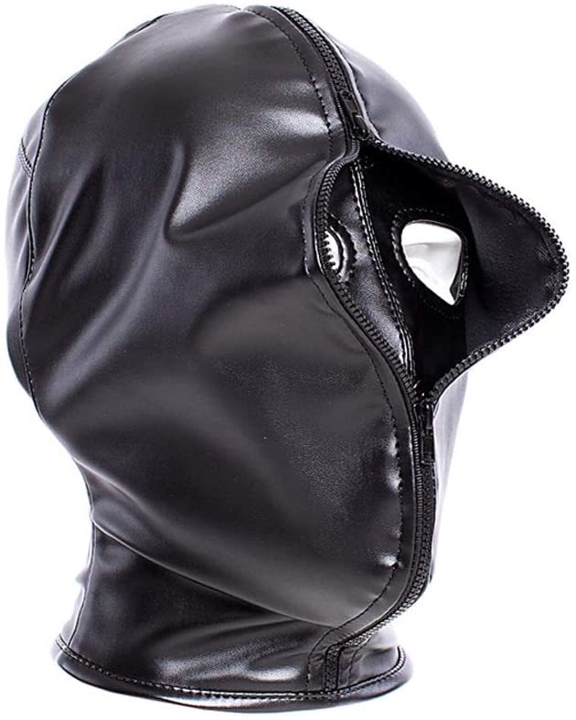  field of vision Zero! all head mask leather mask black front zipper braided up type bonte-jiSM. bundle cosplay mask 