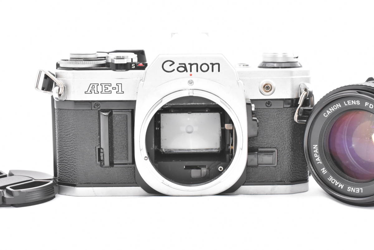 Canon キヤノン AE-1 シルバーボディ フィルムカメラ + New FD 50mm F/1.4 レンズ (t4528)