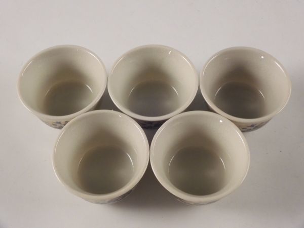 ◇堂◇古九谷 色絵 花草文 煎茶碗 5客 湯冷 急須 煎茶道具 無傷完品 60s161_画像3