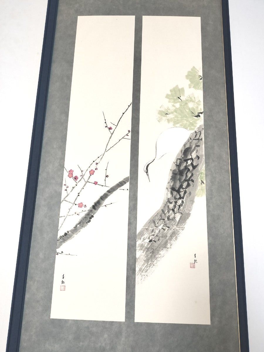 セール 世界救世教 岡田茂吉 描画 一葉観音 紅梅 鶴 様額 日本画 セール 世界救世教 岡田茂吉 描画 一葉観音 紅梅 鶴 様額 日本画