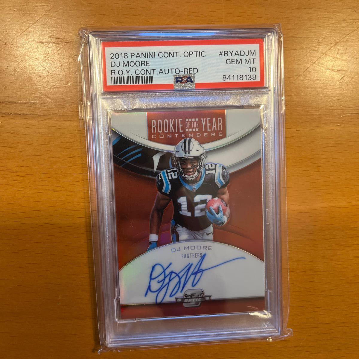 2018 PANINI NFL contenders DJ Moore RED ROY /199 AUTO RC PSA 10_画像1