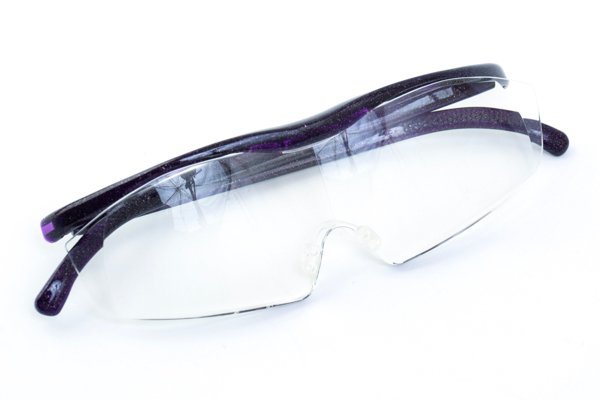 Hazuki ハズキルーペ LS 1.6X メガネ 眼鏡 拡大鏡 パープル ラメ フレーム クリアレンズ 1.6倍 ケース付 #35264_画像5