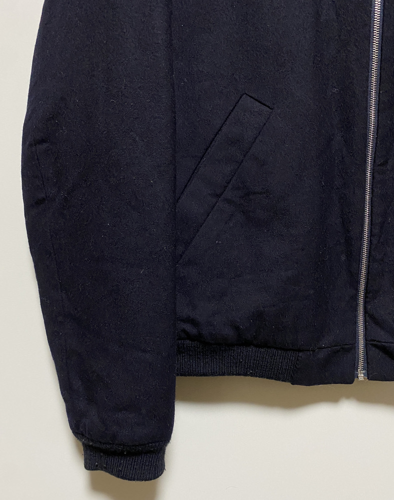 ★EDIFICE エディフィス MA-1型 ウールジャケット リブジャケット ブルゾン 46 紺 ネイビー 裏地キルティング _画像5