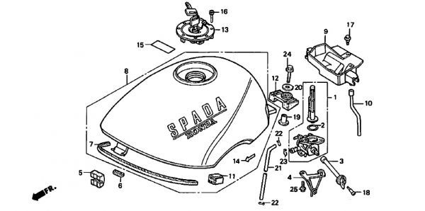 MC20 純正 キャブレター ガスケット 2set VT250 スパーダ SPADA キャブ パッキン MC25 ゼルビス VT250F フロートガスケット VTZ 250 .kcrx2_ＭＣ20　Ｆ-14　タンク