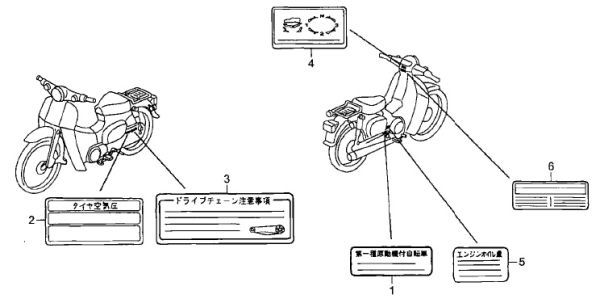 HONDA 純正 ドライブコーションマーク エンブレム NSR ステッカー CBR1000RR SP CD カブ cub CL タンクコーション 警告 ラベル GYRO.147_AA01　FI　F-29