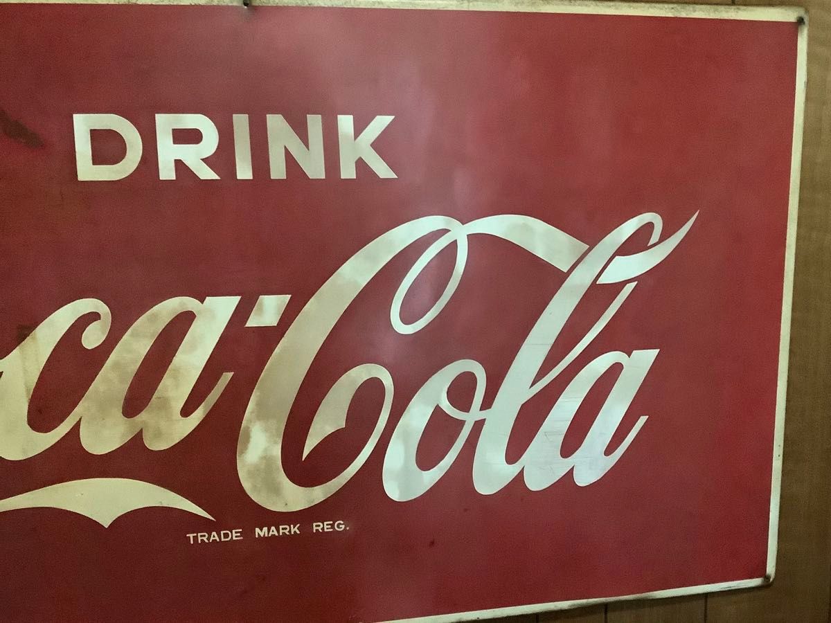 昭和レトロ 超希少 1970年代 コカコーラ 大型看板142x81㎝ コカ・コーラ Coca Cola 