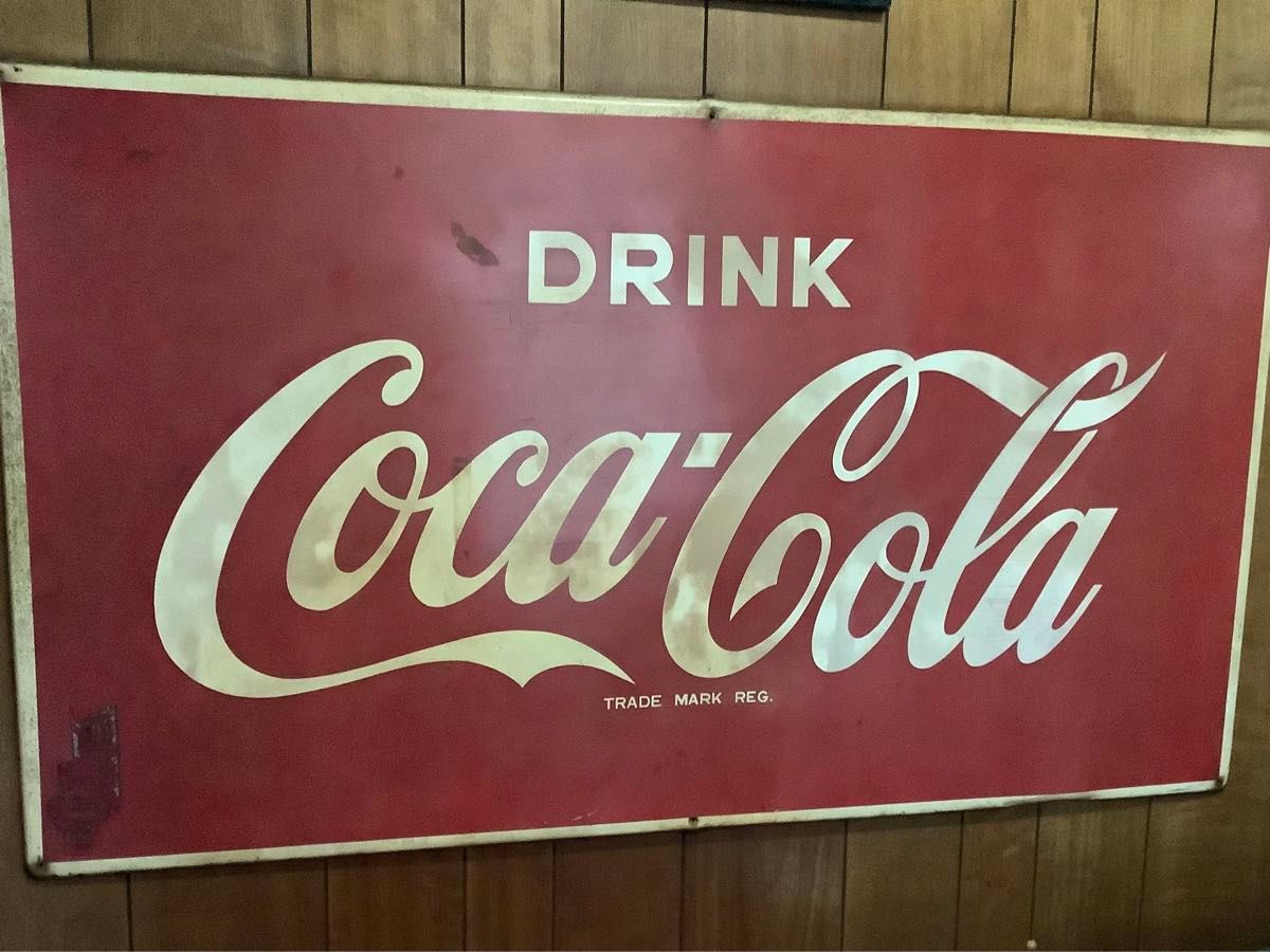 昭和レトロ 超希少 1970年代 コカコーラ 大型看板142x81㎝ コカ 昭和レトロ 超希少 1970年代 コカコーラ 大型看板142x81㎝ コカ