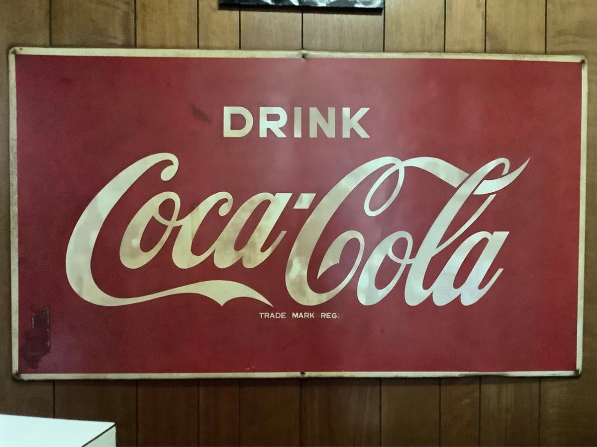 昭和レトロ 超希少 1970年代 コカコーラ 大型看板142x81㎝ コカ 昭和レトロ 超希少 1970年代 コカコーラ 大型看板142x81㎝ コカ