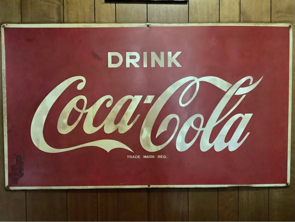 昭和レトロ 超希少 1970年代 コカコーラ 大型看板142x81㎝ コカ・コーラ Coca Cola 