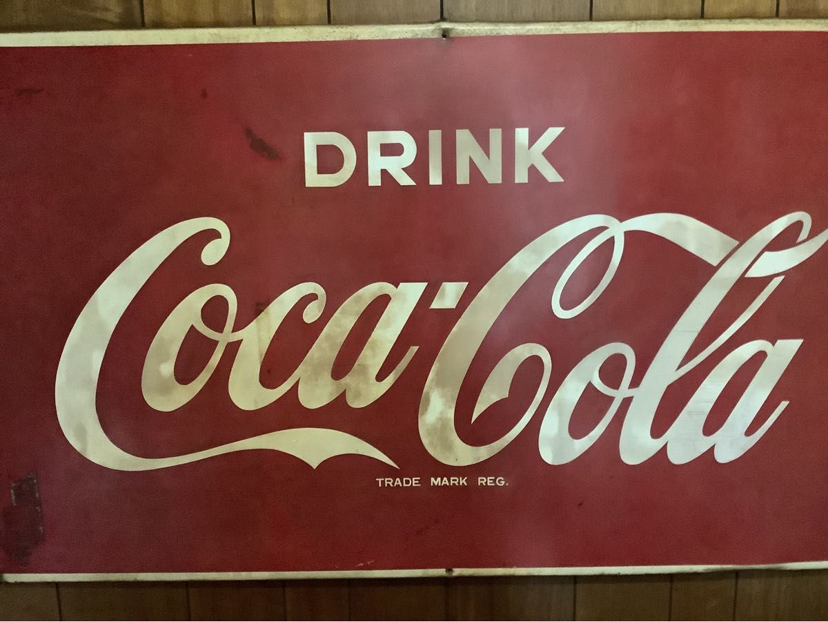 昭和レトロ 超希少 1970年代 コカコーラ 大型看板142x81㎝ コカ 昭和レトロ 超希少 1970年代 コカコーラ 大型看板142x81㎝ コカ
