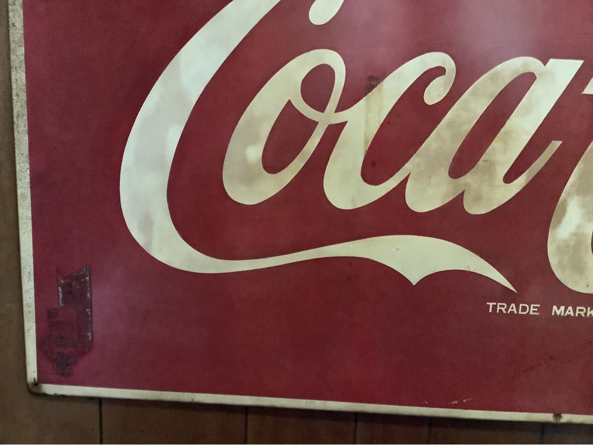 昭和レトロ 超希少 1970年代 コカコーラ 大型看板142x81㎝ コカ・コーラ Coca Cola 