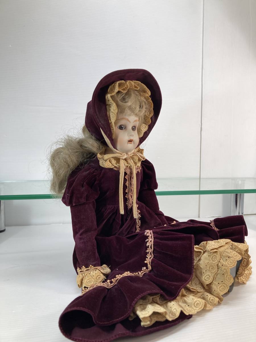 ビスクドール 人形 陶器 昭和レトロ 女の子 コレクターズドール 西洋人形 紫_画像1