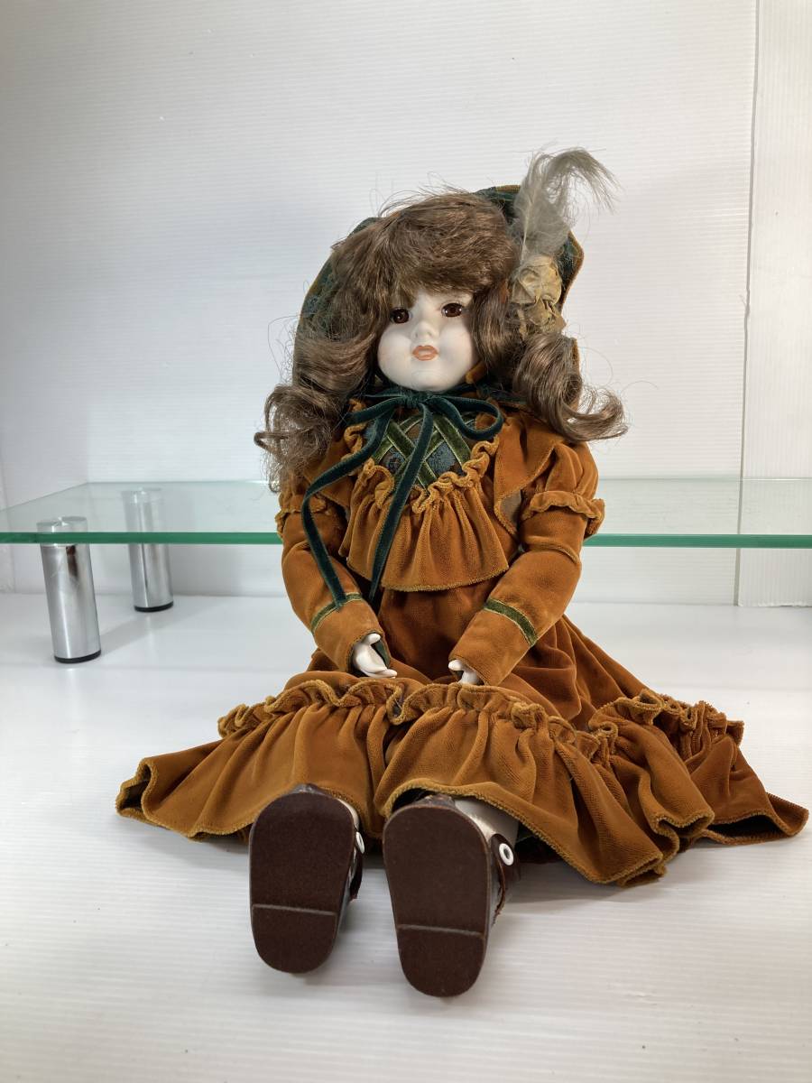ビスクドール 人形 陶器 昭和レトロ 女の子 コレクターズドール 西洋人形 茶_画像1