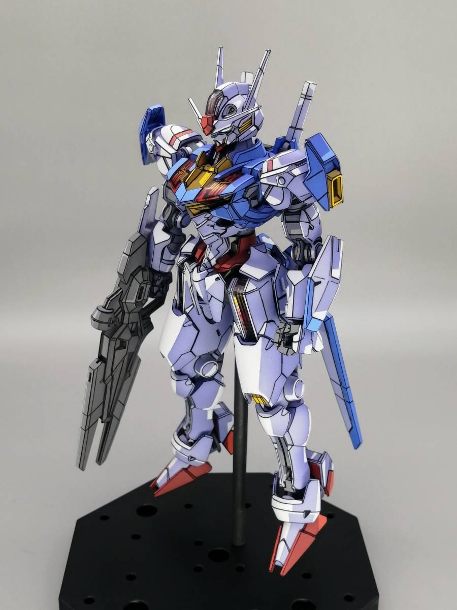 プラモデル ガンプラ【完成品】HG ガンダム エアリアル 『水星の魔女』★アニメ塗り・イラスト風模型★-03-_画像8