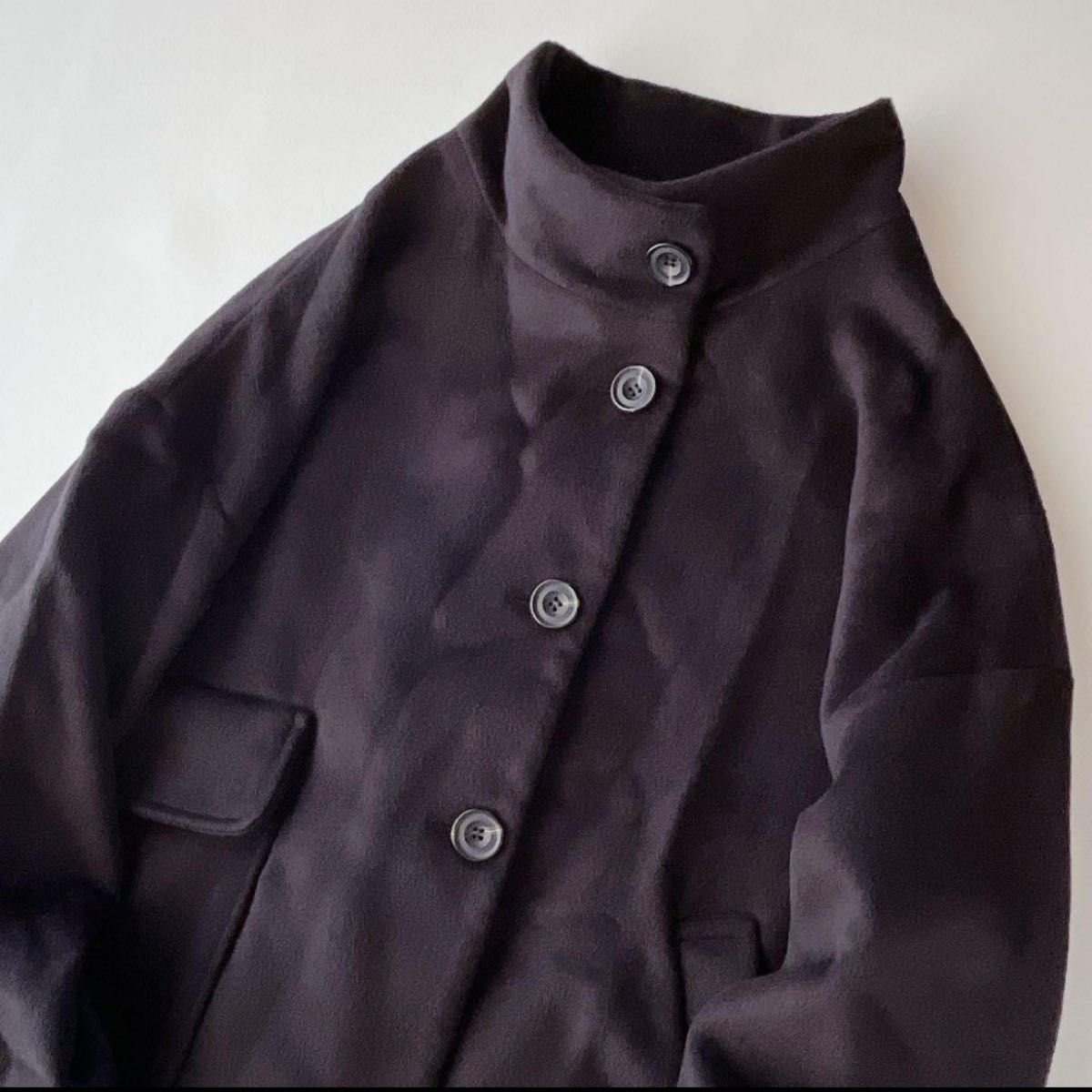 hagumu  【 新品 タグ付き 】 スタンドカラー ショート コート 黒
