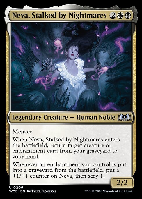 MTG ■金/英語版■ 《悪夢に追われる者、ネヴァ/Neva, Stalked by Nightmares》★FOIL★エルドレインの森 WOE_画像1