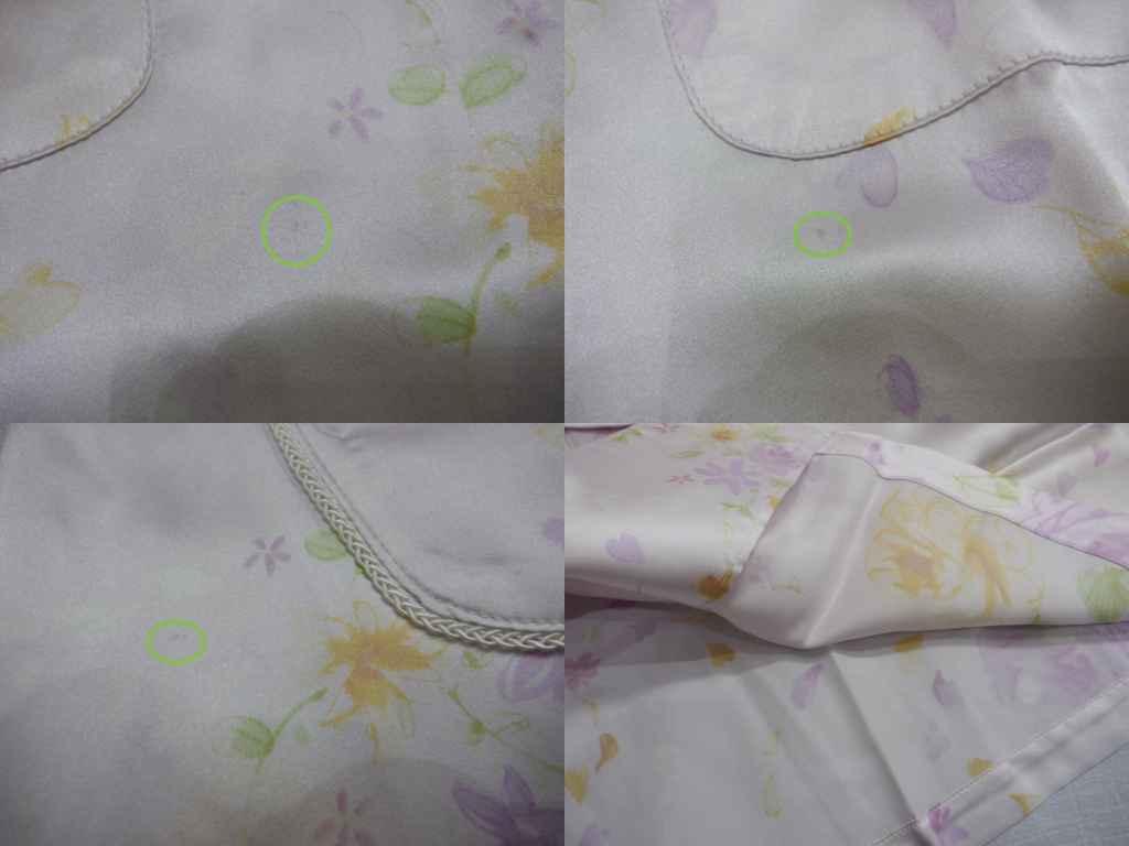 !clubH.L ash L! silk 100% lady's silk pyjamas [L] long sleeve long trousers light purple floral print Night wear!