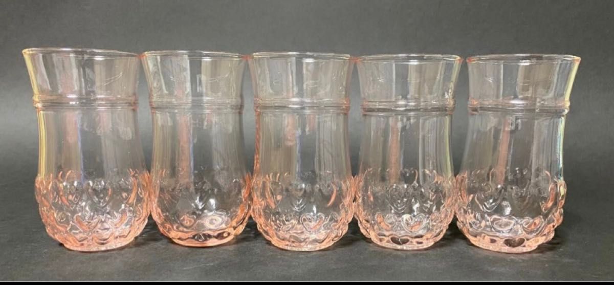 東洋ガラス  シャンゼリゼシリーズ ハート ガラス皿  グラス　コップ ピンク レトロ 10点 未使用品