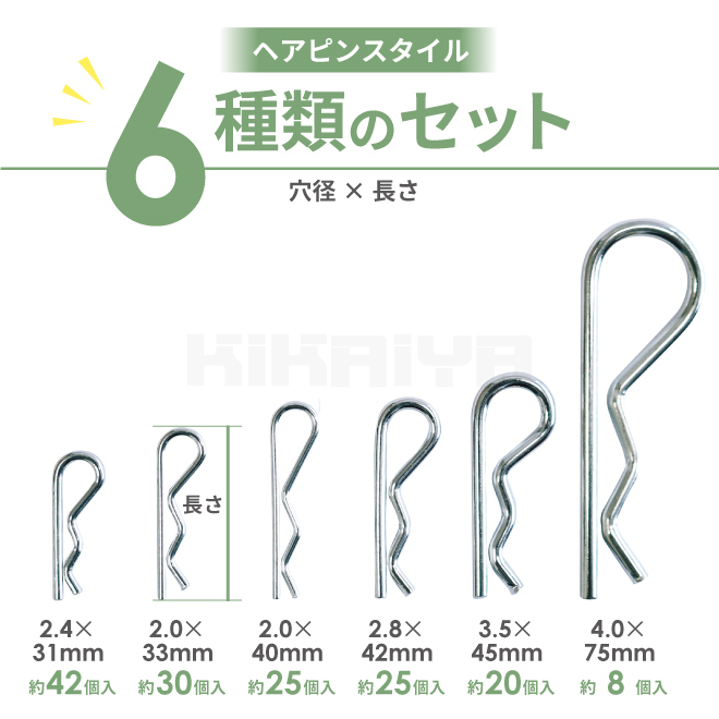 R型スナップピンセット 約150個入 6サイズ 収納ケース付 Rピン スナップピン 松葉ピン (代引き不可) KIKAIYA_画像2