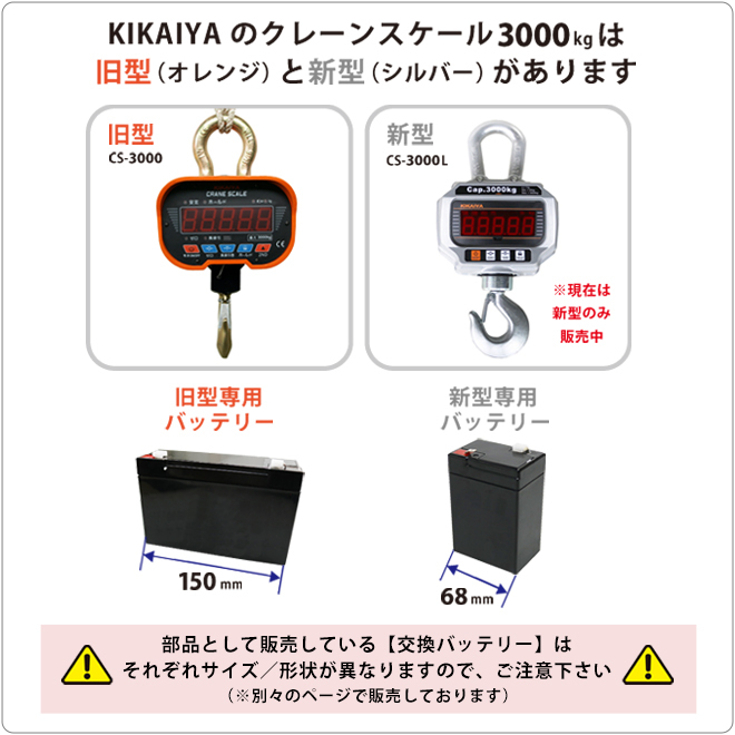 クレーンスケール3000kg（CS-3000）用 交換バッテリー KIKAIYA_画像3