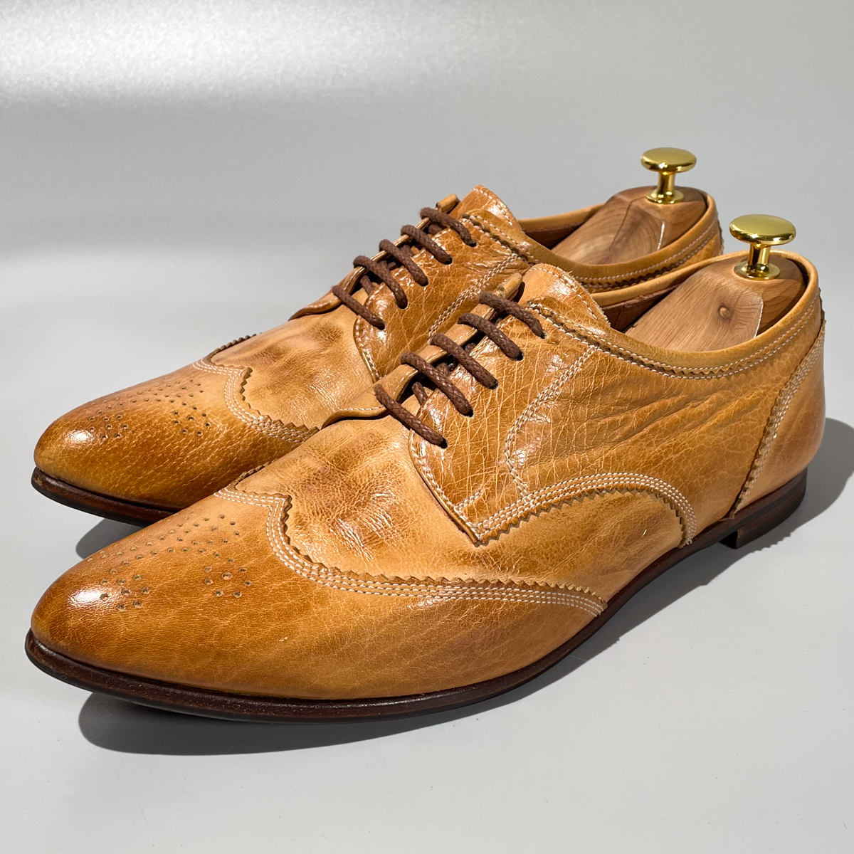 即決 MIHARA YASUHIRO ミハラヤスヒロ ウイングチップ ブラウン 茶色 メンズ 本革 レザー 革靴 26.5cm ビジネスシューズ フォーマル E1829