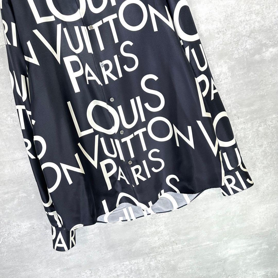 [LOUIS VUITTON] Louis Vuitton (XXL) total pattern silk shirt 