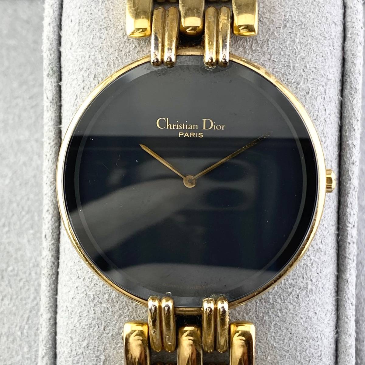 【1円〜】Christian Dior クリスチャン ディオール 腕時計 メンズ バギラ 47.154-2 ブラック文字盤 ゴールド ブラックムーン 可動品_画像8